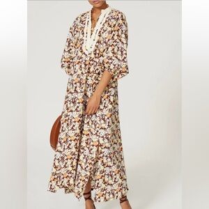 Tory Burch Brown Floral Maxi Dress